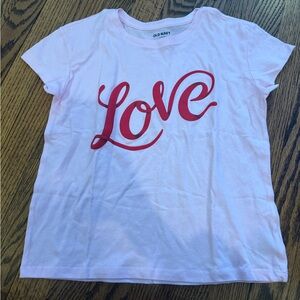 Old Navy Kids Light Pink Tee with Red Love Print